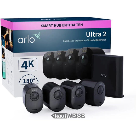 Σύστημα ασφαλείας Arlo Ultra 2 4K με 4 κάμερες (μαύρο)