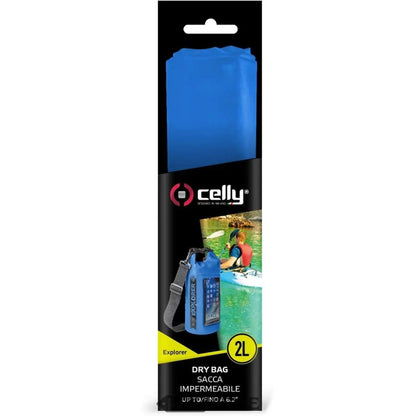Blaue wasserdichte Dry Bag mit Handyfach und Schultergurt für Outdoor-Abenteuer