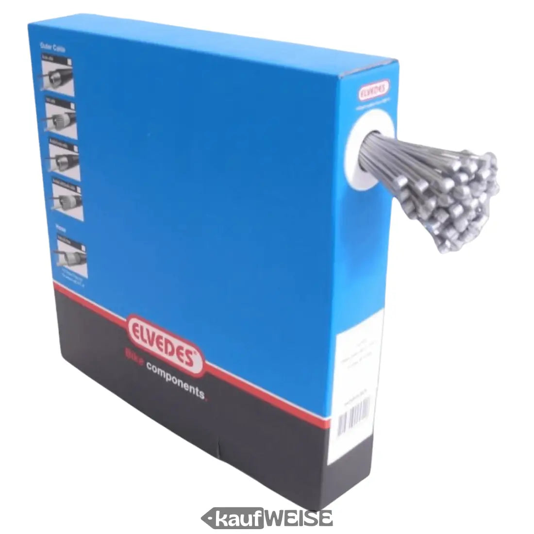 Blaue Box mit Silber Kabelbindern für Elvedes Bremsinnenzug 2000mm Edelstahl