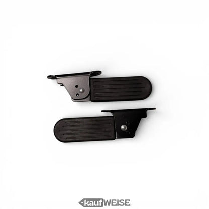 Schwarze klappbare Sozius-Fußrasten Volta GTS One, links und rechts, ribbed, mit Metallhalterung