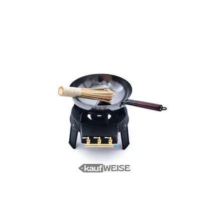 Wok und Brenner Set mit Bambus-Reinigungskamm für Grill Guru Easy Asia Komplett-Set
