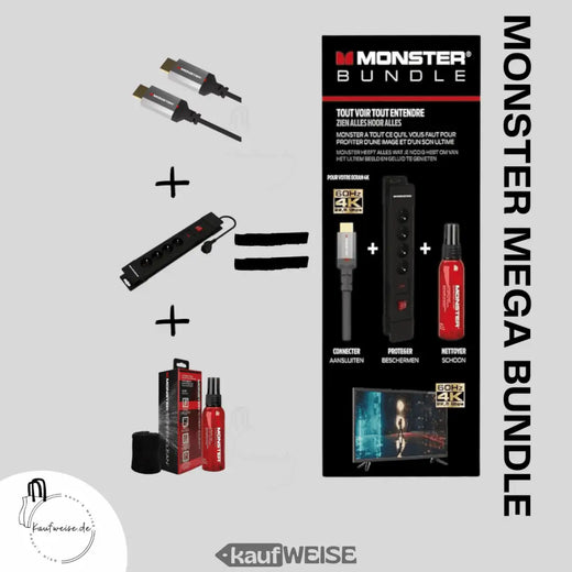 Monster Pack HDMI 8K - 4K 120Hz 48GBPS 1,8m + SCREENCLEAN 60ML + Power 4 υποδοχές