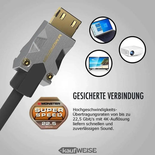 Καλώδιο HDMI Monster M1000 Ultra HD (3 μέτρα) | 4K HDR10 | Υψηλής ταχύτητας 18 Gbps | Υποδοχή σύνδεσης V-Grip™