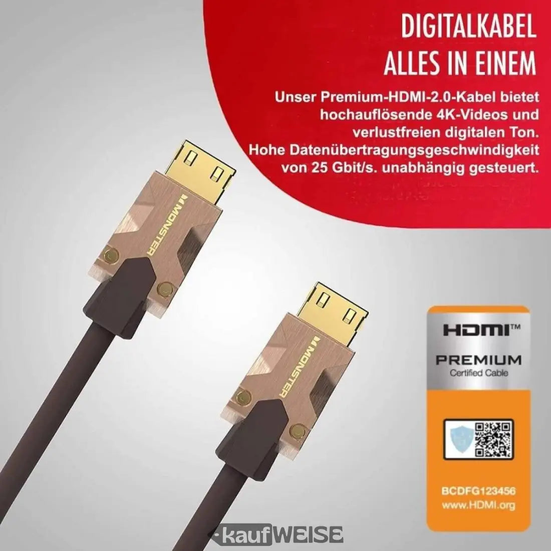 Premium Monster HDMI-Kabel M2000 für brillante UHD-Qualität in 5 m Länge
