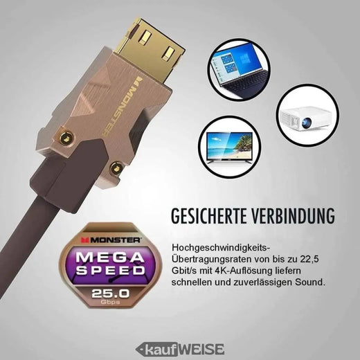 Monster M2000 καλώδιο HDMI 5m | Υπερταχύτητα 25 Gbps | UHD 4K HDR10+ | Χρυσές επαφές V-Grip
