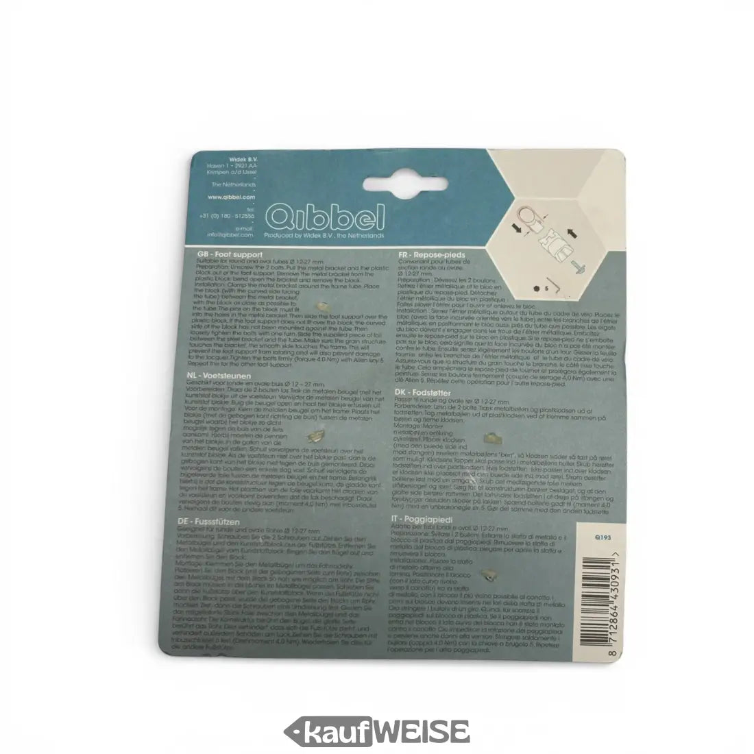 Schwarzes Qibbel Junior Fußstützen-Set, klappbar für 6+ Kindersitz