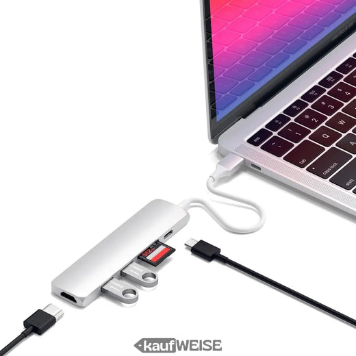 Προσαρμογέας πολλαπλών θυρών Satechi V2 Slim USB-C | 4K 60Hz HDMI & 60W PD | Ασήμι