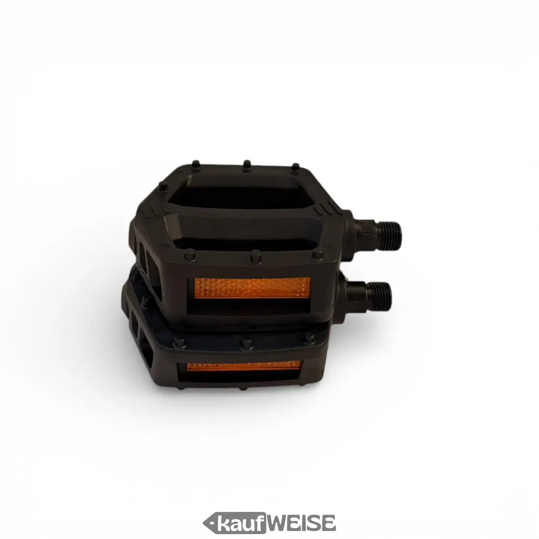 Schwarze Super73 Polymer Pedale mit orangen Reflektoren