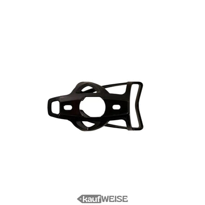 Schwarzer universal fahrrad flaschenhalter aus kunststoff mit schlankem minimalistischen design und integrierten montage slots