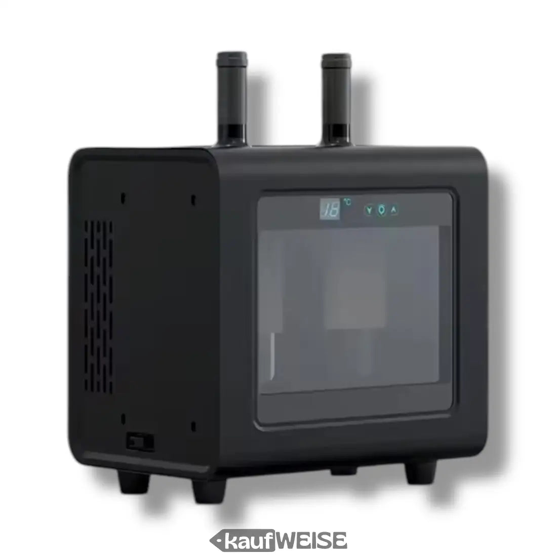 Schwarzer Weinkühler mit zwei Flaschenhaltern für präzise Temperaturkontrolle