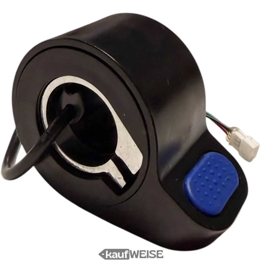 Schwarzer Xiaomi Mi3 Gashebel Blau mit blauem Knopf und Kabeln für Scooter